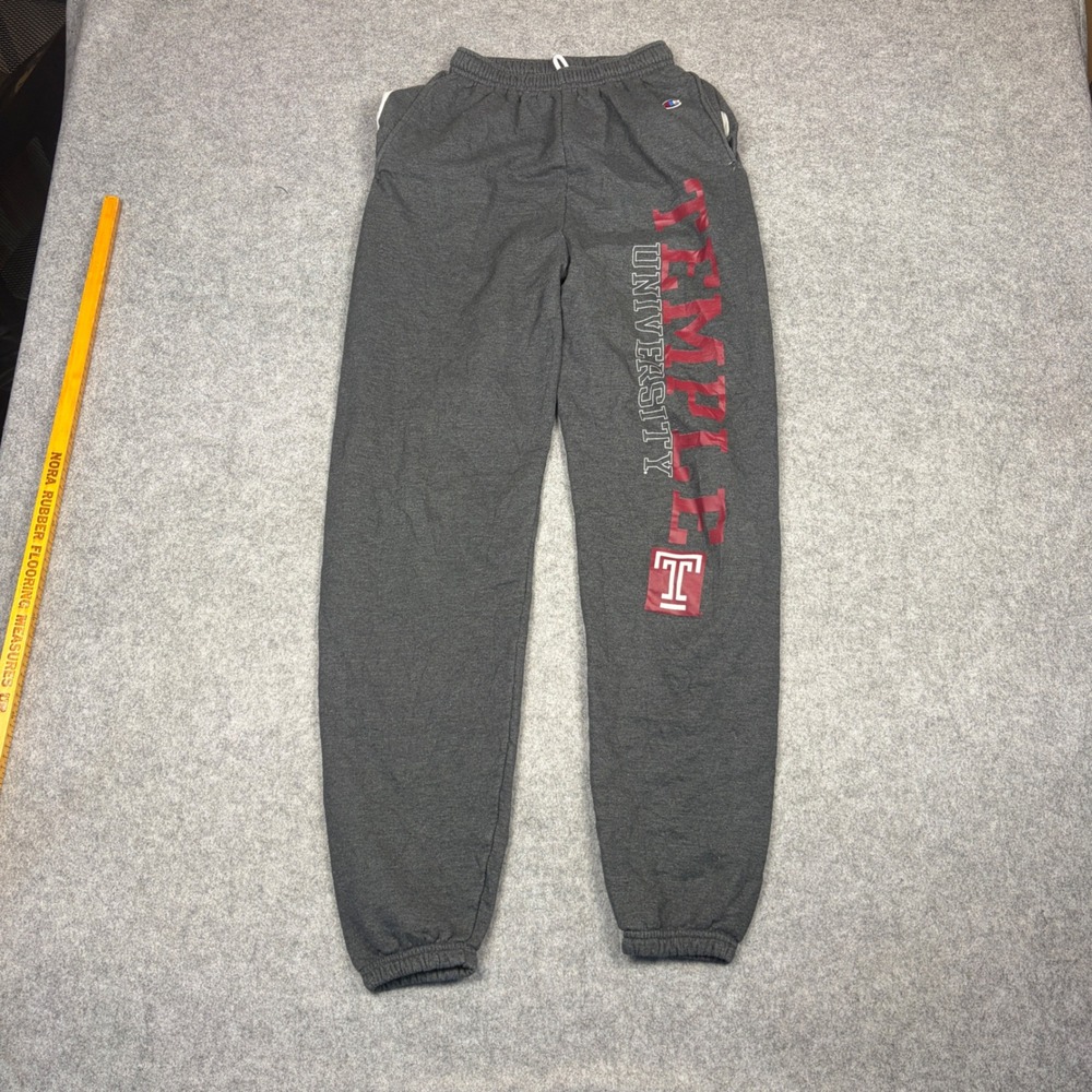 Champion Temple University Sweatpants Mens Small Gray Joggers Owls NCAA Fleece
